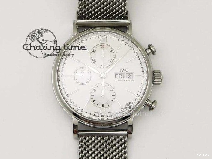 MIROTIME 1224 Fashionable Portofino IW458101 Diamond Bezel SS MK 1:1 Best Edition Blue Dial On Blue Leather Strap MIYOTA 7169